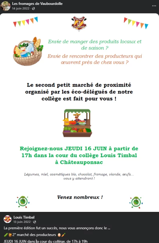 post facebook marché de producteurs châteauponsac