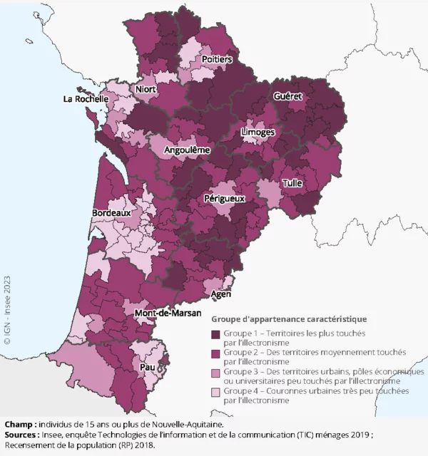 Carte - Situation de l’illectronisme par intercommunalité en NouvelleAquitaine en 2019 (2)
